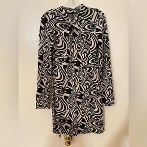 Long Sleeve Black & White Zara Dress